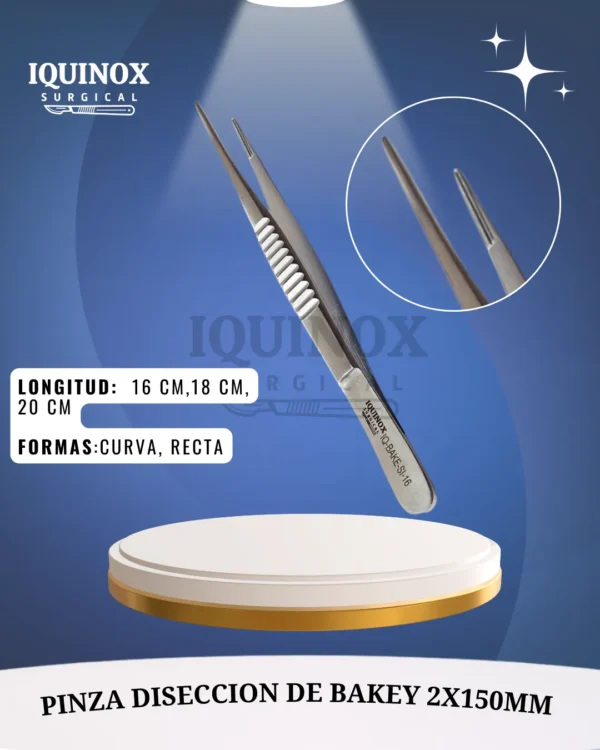 Pinza disección de Bakey 2 mm por 150 mm / 16 cm