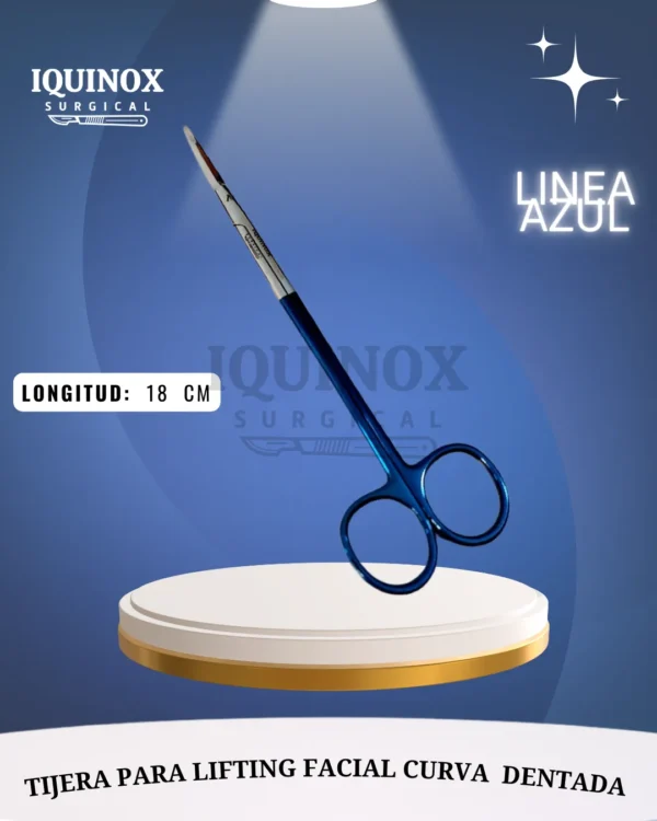 Tijera para Lifting facial curva dentada 18 cm /blue