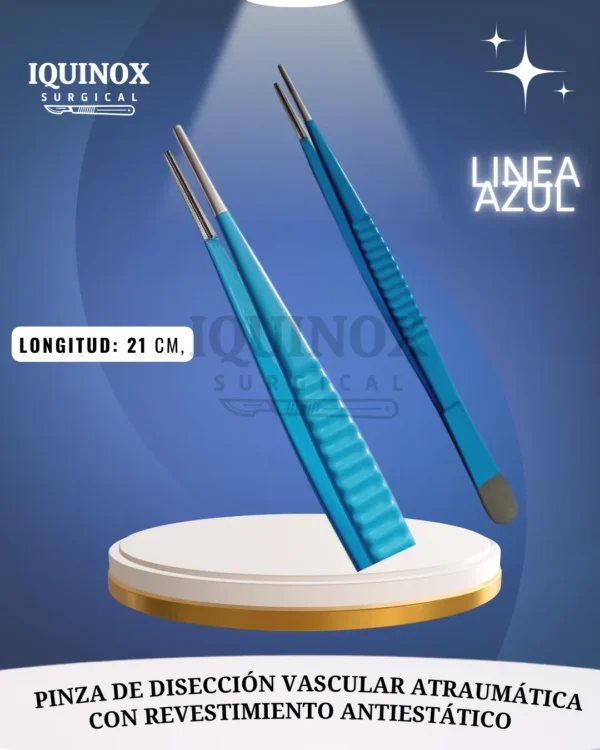 Pinza de disección vascular atraumática 21 cm / Blue