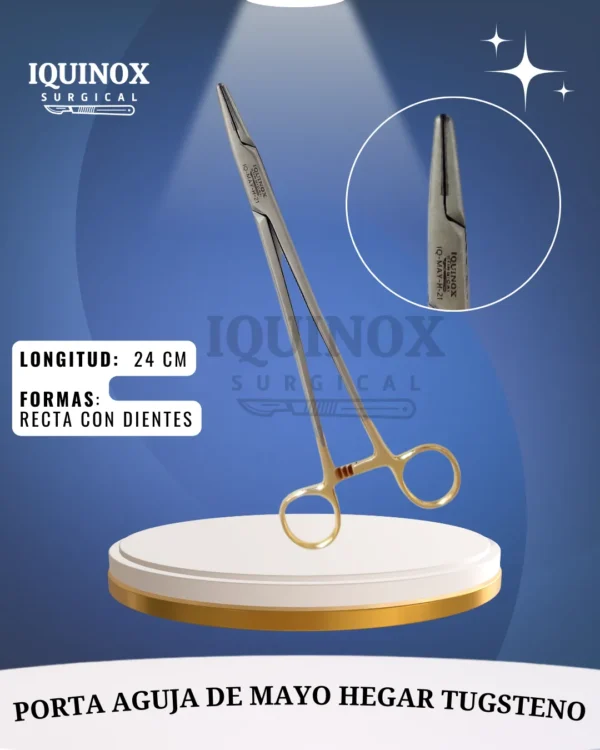 Porta Aguja Mayo Hegar 24 cm Tungsteno
