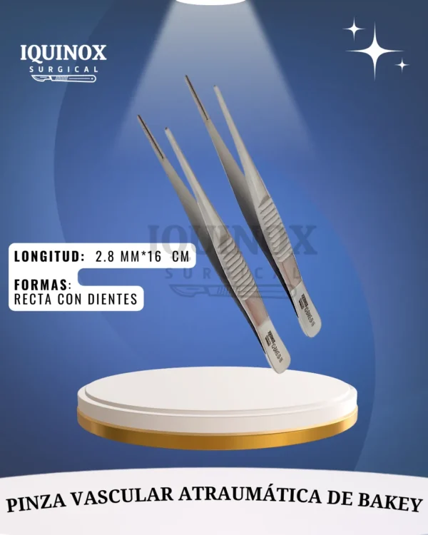 Pinza Vascular atraumática recta de Bakey 2,8 mm / 16 cm