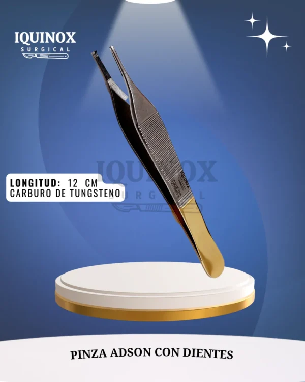 Pinza Adson con dientes 12 cm / carburo de tungsteno